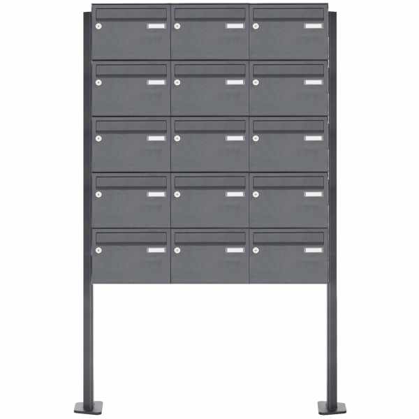15-compartment Stainless steel free-standing letterbox Design BASIC Plus 385XP ST-T - RAL of your choice