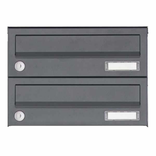 2-compartment Stainless steel surface mailbox system Design BASIC 385XA AP - RAL of your choice