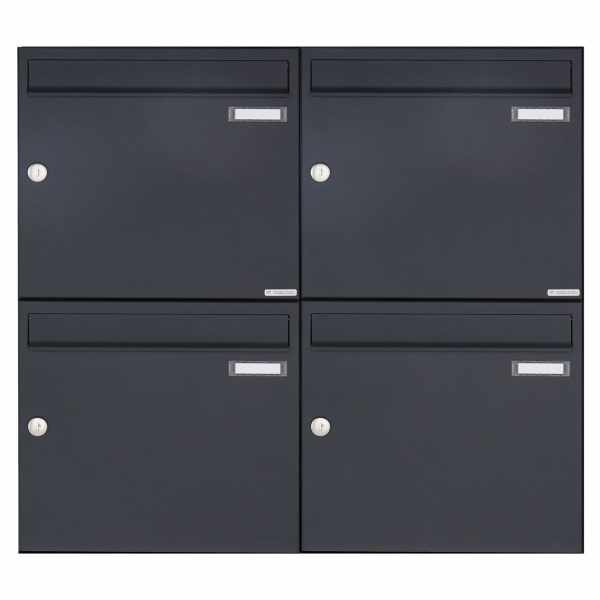 4-compartment 2x2 surface mailbox design BASIC 382A AP - RAL 7016 anthracite gray
