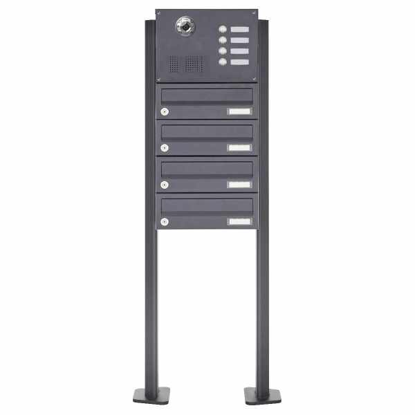 4-compartment free-standing letterbox Design BASIC Plus 385KXP ST-T with bell & speech - camera preparation
