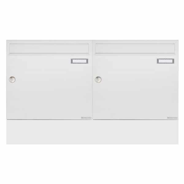 2-compartment Surface mount mailbox BASIC 382A AP Horizontal with newspaper compartment - RAL 9016 traffic white