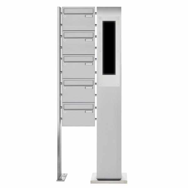 5-compartment Stainless steel free-standing letterbox BASIC Plus 385X220 ST-P - GIRA System 106 - 5-compartment prepared