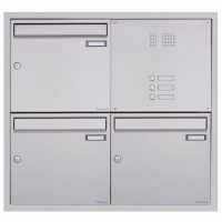 3-compartment 2x2 stainless steel flush-mounted mailbox system BASIC Plus 382XU UP with bell box