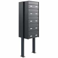 5-compartment 1x5 mailbox system free standing GOETHE ST-Q-400 - RAL of your choice