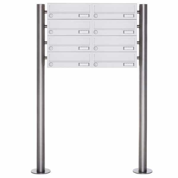 8-compartment 4x2 letterbox system freestanding Design BASIC 385-9016 ST-R - RAL 9016 traffic white