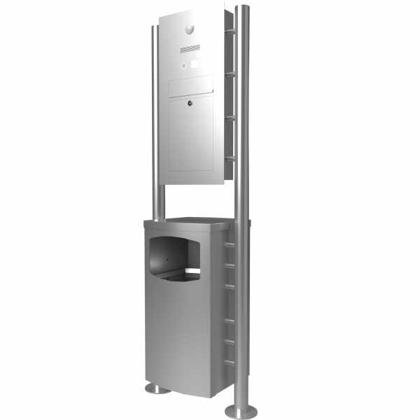 Stainless steel mailbox free-standing designer model ST-R with waste container- Clean Edition- individually