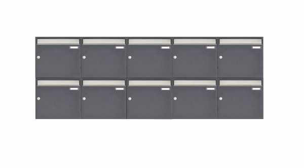 10-compartment 2x5 surface-mounted letterbox system Design BASIC 382 AP - stainless steel RAL 7016 anthracite gray