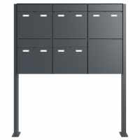 5-compartment 3x2 Design free-standing letterbox GOETHE ST-Q - RAL of your choice