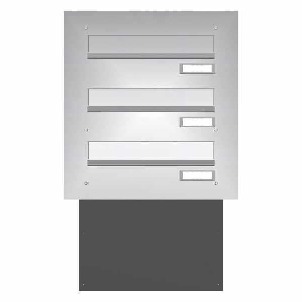 Wall pass-through mailbox BASIC 622 - stainless steel V2A ground - 3 parties