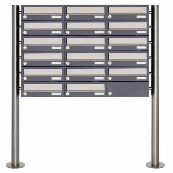 17-compartment 6x3 letterbox system freestanding Design BASIC 385 ST-R - stainless steel RAL 7016 anthracite gray