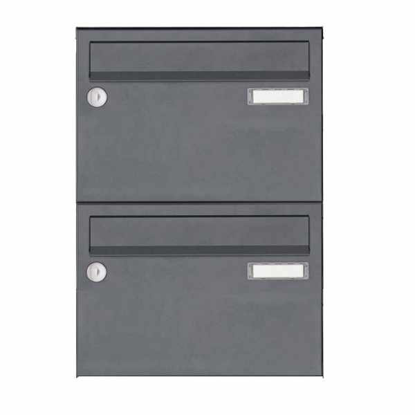 2-compartment Stainless steel surface mailbox system Design BASIC Plus 385 XA 220 - RAL of your choice