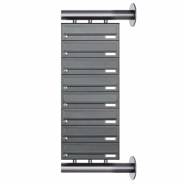 8-compartment Stainless steel mailbox system Design BASIC Plus 385XW for side wall mounting - RAL of your choice