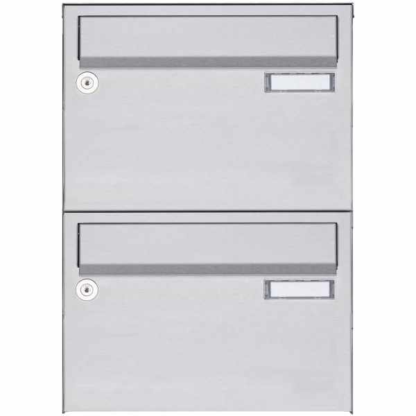 2-compartment Stainless steel surface mailbox system Design BASIC 385 A 220 - stainless steel V2A polished