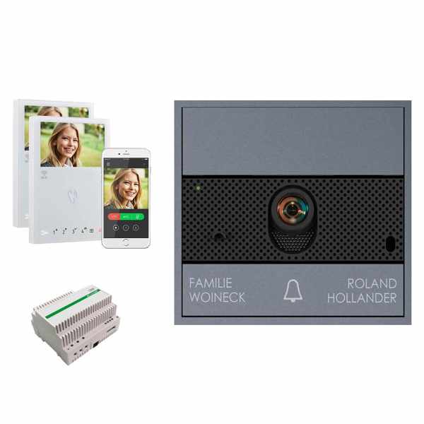 portier vidéo Ultra AP 2 pièces - complet - alimentation 1210A - poste d'appartement 6741W Wifi - couleur RAL