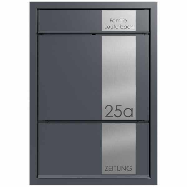 Flush mounted mailbox GOETHE UP with newspaper compartment - Design Elegance 2 - RAL at choice