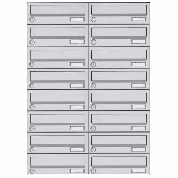 16-compartment 8x2 surface-mounted mailbox system Design BASIC 385A- VA AP - stainless steel V2A, polished