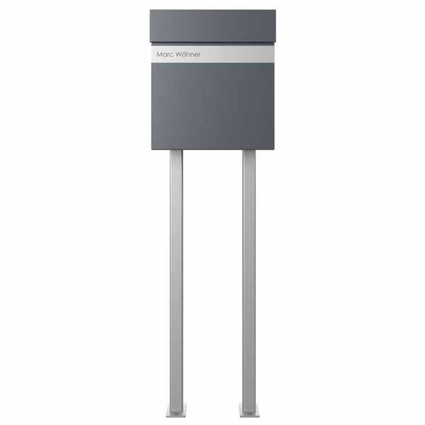 free-standing letterbox KANT Edition with newspaper compartment - Design Elegance 2 - RAL 7016 anthracite gray