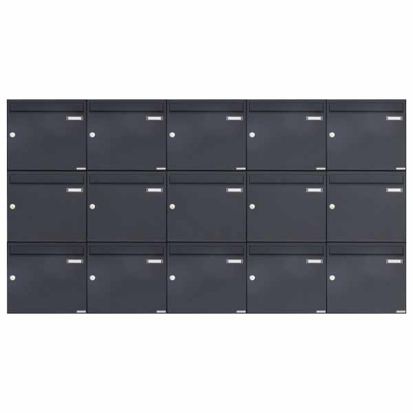 15-compartment 3x5 surface mailbox design BASIC 382A AP - RAL 7016 anthracite gray