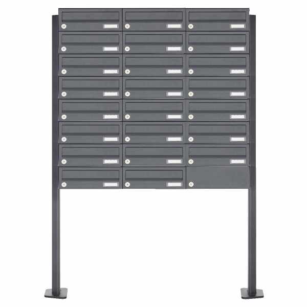 23-compartment Stainless steel mailbox freestanding design BASIC Plus 385XP ST-T - RAL of your choice