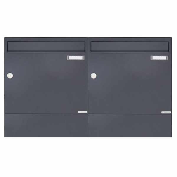 2-compartment 1x2 surface mount mailbox BASIC 382A AP with newspaper compartment - RAL 7016 anthracite gray