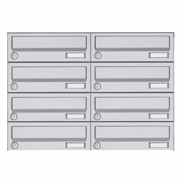 8-compartment 4x2 surface-mounted mailbox system Design BASIC 385A AP - stainless steel V2A, polished