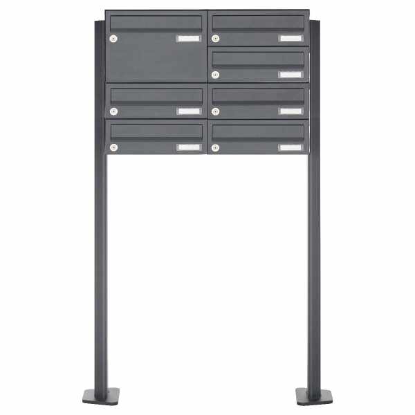 7-compartment Stainless steel mailbox freestanding design BASIC Plus 385XP ST-T - RAL of your choice
