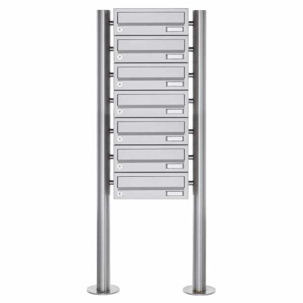 7-compartment Letterbox system freestanding Design BASIC 385 ST-R - stainless steel V2A, polished