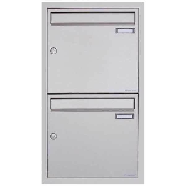 2-compartment 1x2 stainless steel flush-mounted mailbox system BASIC Plus 382XU UP - polished stainless steel - 2 party