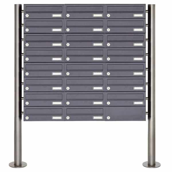 23-compartment Letterbox system freestanding Design BASIC 385-7016 ST-R - RAL 7016 anthracite gray