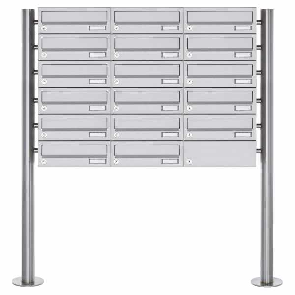 17-compartment Letterbox system freestanding Design BASIC 385-VA ST-R - stainless steel V2A, polished