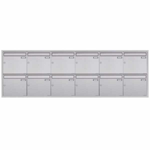 12-compartment 6x2 stainless steel flush-mounted mailbox system BASIC Plus 382XU UP - polished stainless steel