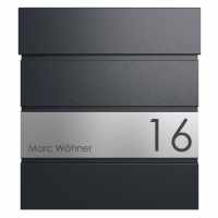 KANT Edition letterbox with newspaper compartment - Elegance 1 design - RAL 9005 jet black