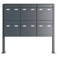 6-compartment 3x2 Design free-standing letterbox GOETHE ST-Q - RAL of your choice