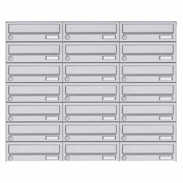 21-compartment 7x3 surface-mounted mailbox system Design BASIC 385A- VA AP - stainless steel V2A, polished