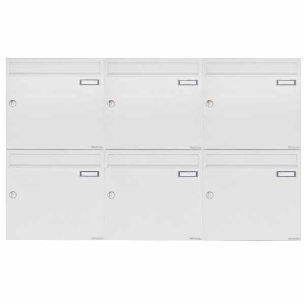 6-compartment 2x3 surface mounted mailbox system Design BASIC 382A AP - RAL 9016 traffic white