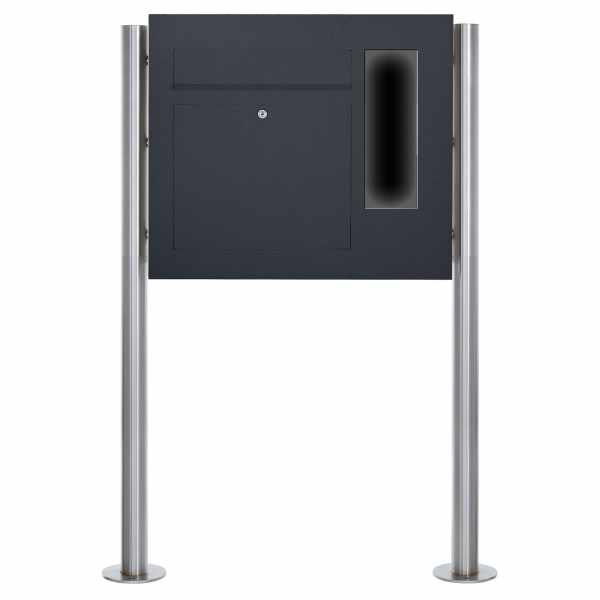 Stainless steel free-standing letterbox Designer BIG ST-R - GIRA System 106 lateral - 3-compartment prepared - RAL