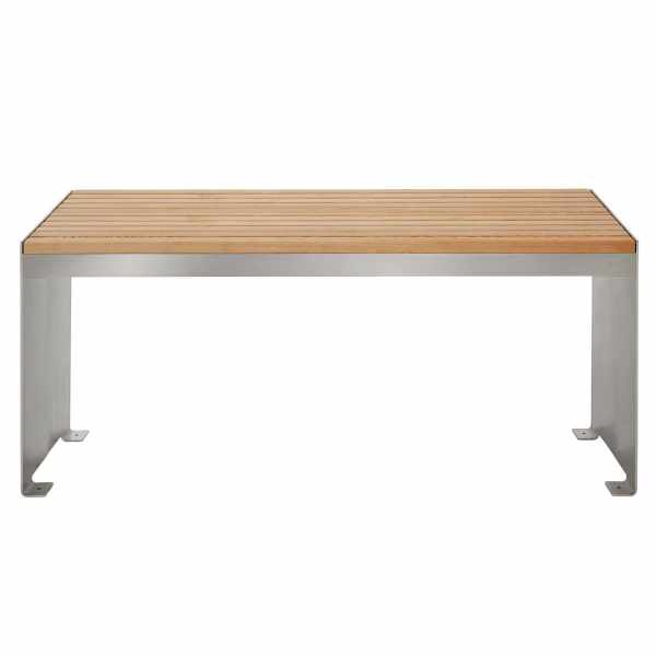 Table design NOVALIS - acier inoxydable - Douglas huilé