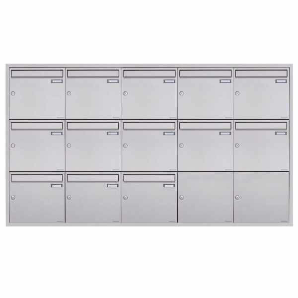 13-compartment 5x3 stainless steel flush-mounted mailbox system BASIC Plus 382XU UP - polished stainless steel