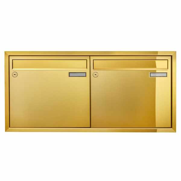 2-compartment 2x1 flush-mounted mailbox system CLASSIC 534C - titanium brass similar gold - 2 party