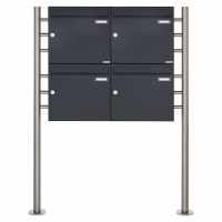 4-compartment 2x2 letterbox system freestanding Design BASIC 381 ST-R - RAL 7016 anthracite gray