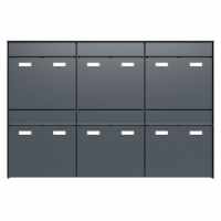 6-compartment 3x2 design surface-mounted mailbox system GOETHE AP - RAL of your choice