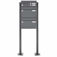 2-compartment free-standing letterbox Design BASIC Plus 385XP220 ST-T with bell box - RAL of your choice