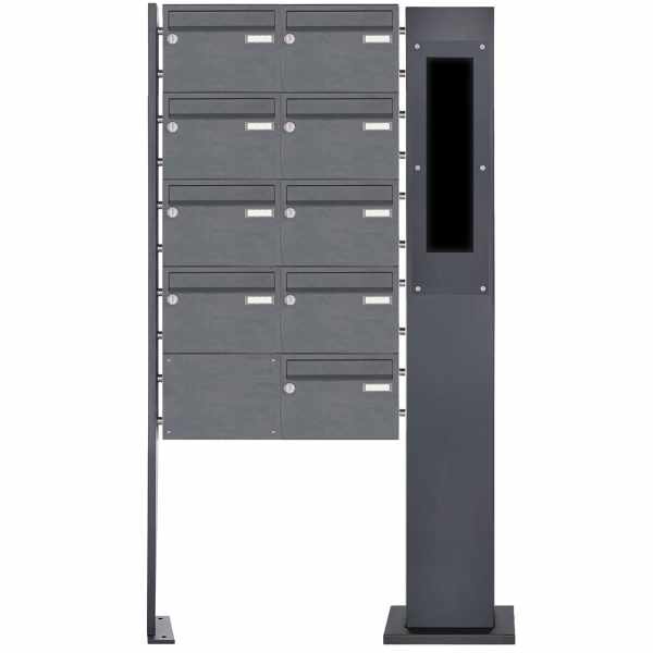 9-compartment Stainless steel free-standing letterbox BASIC Plus 385X220 ST-P - GIRA System 106 - 5-compartment prepared - RAL