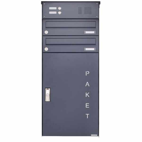 2-part wall-mounted package letter box Basic 863 AP with bell box & package parts 550x370 in RAL 7016 anthracite gray