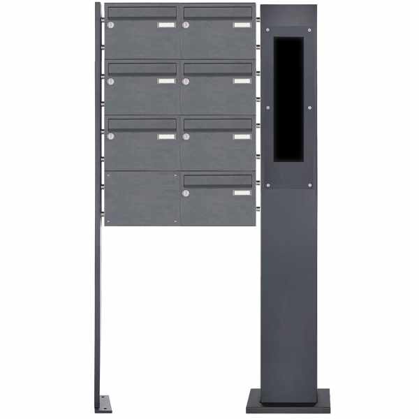 7-compartment Stainless steel free-standing letterbox BASIC Plus 385X220 ST-P - GIRA System 106 - 5-compartment prepared - RAL