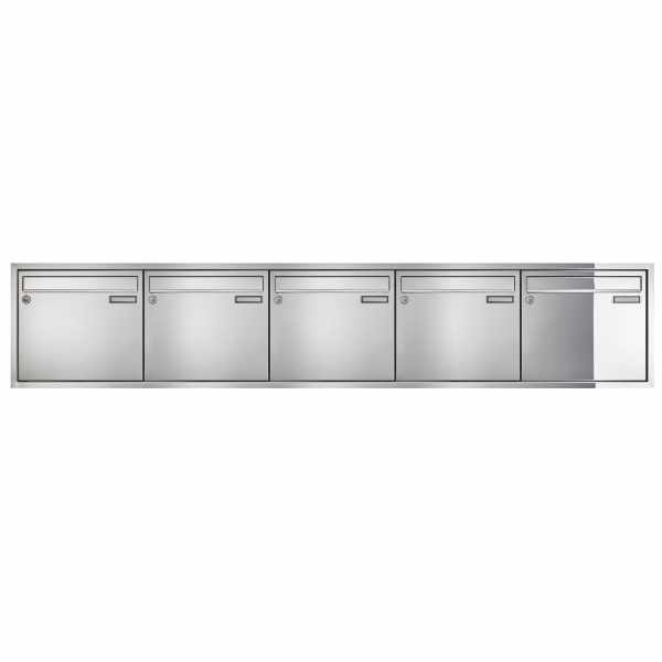 5-compartment 5x1 flush-mounted mailbox system CLASSIC 534C - polished stainless steel similar to chrome - 5 party