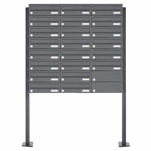 22-compartment Stainless steel mailbox freestanding design BASIC Plus 385XP ST-T - RAL of your choice