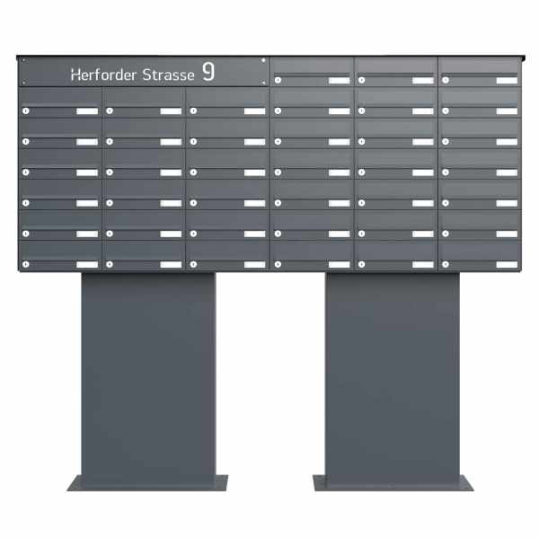 39er Plinth letterbox system Design BASIC 385SOC ST-SOC - LED lettering - RAL 7016 anthracite gray