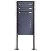 3-compartment Stainless steel parcel post free-standing BASIC Plus 863X ST-R with parcel compartment 550x370 in RAL color