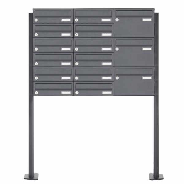 15-compartment 5x3 stainless steel mailbox system freestanding BASIC Plus 385XP220 ST-T - RAL of your choice